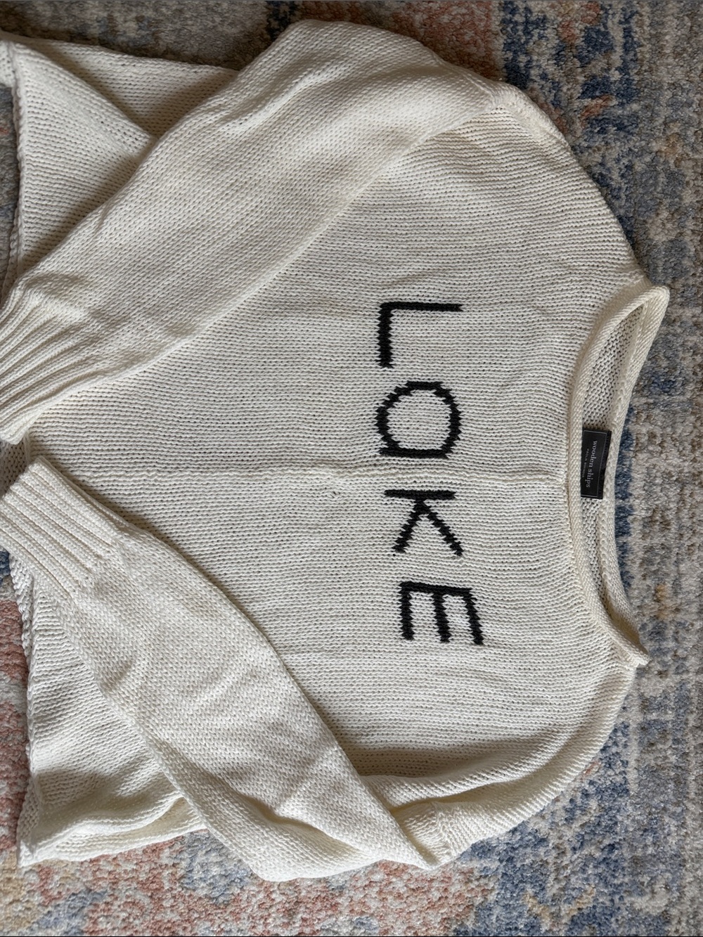 Wooden Ships Cream cropped Crewneck Sweater with Lake Knit